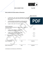 Research Ethics: Sample Consent Form Form RE5 Full Title of Project