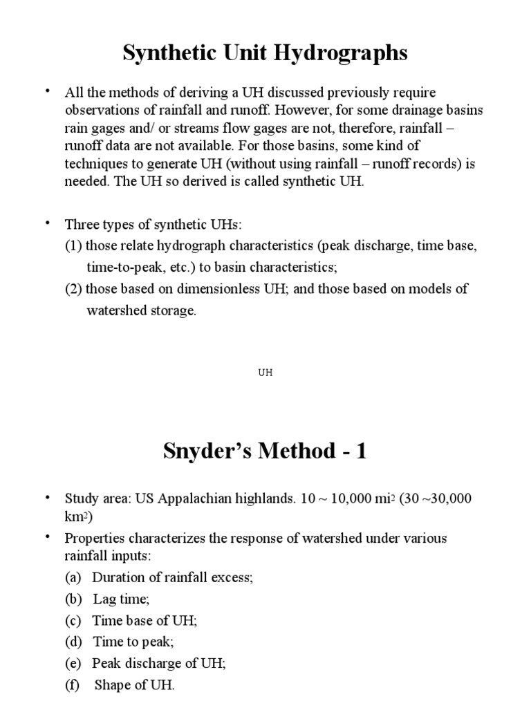Synthetic Unit Hydrograph Methods | PDF | Drainage Basin | Liquids