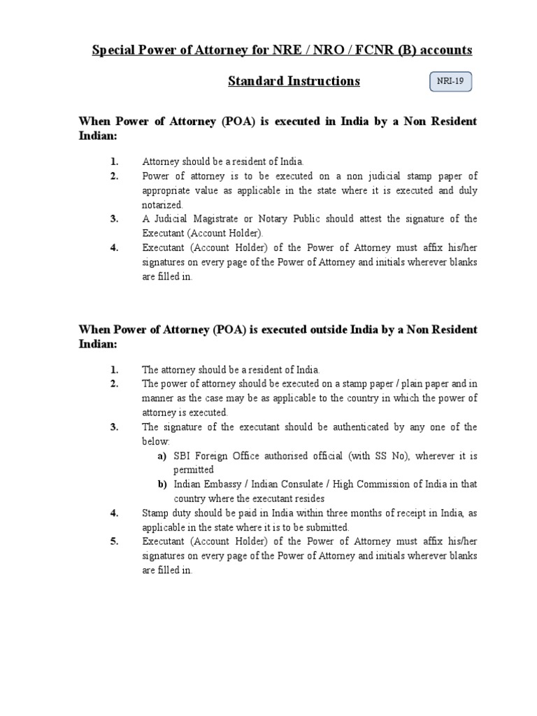 Power Of Attorney Sample Sbi Pdf Notary Public Government