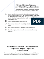 Stanislavski - Given Circumstances, Objective, Super Objective, Adaptations