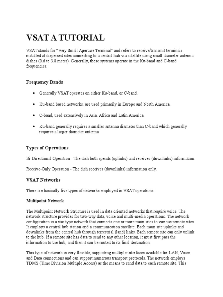 Vsat A Tutorial | PDF | Very Small Aperture Terminal | Computer Network