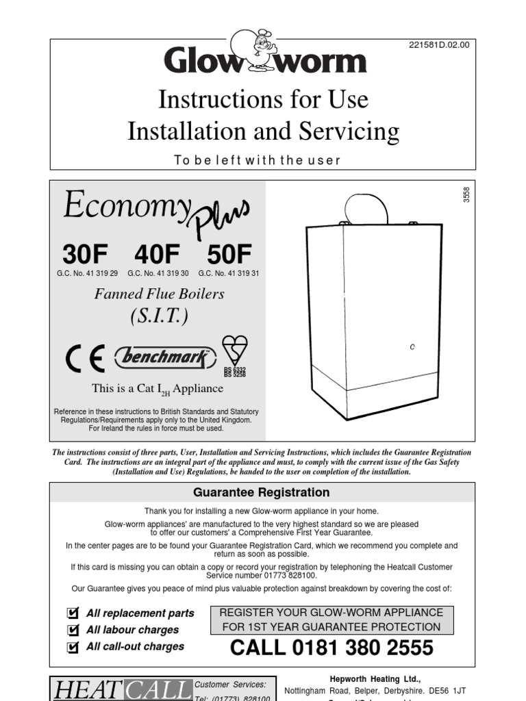 Glow Worm 30-40-50f Boiler Instructions | PDF | Water Heating | Valve