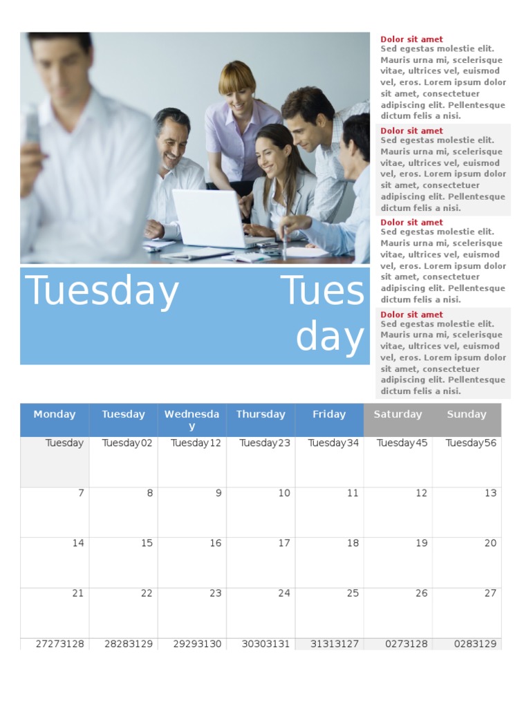 Tuesday Tues Day: Monday Tuesday Wednesda y Thursday Friday Saturday ...