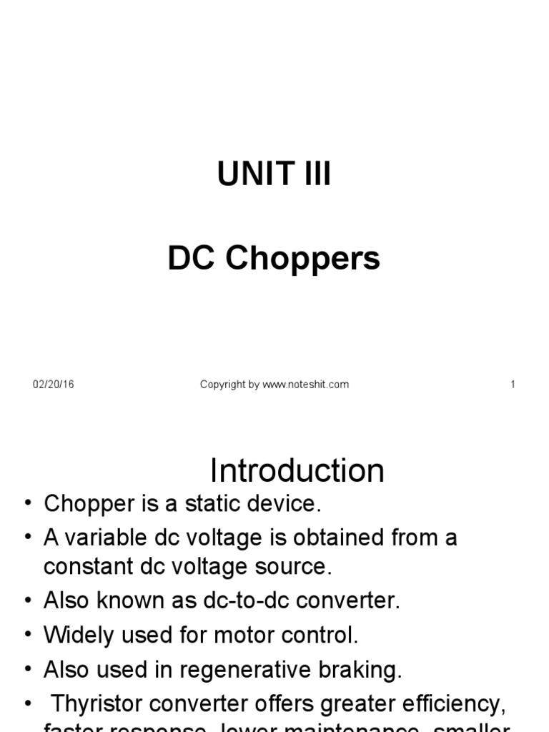 Power Electronics Unit 3 PDF Direct Current Electric Power