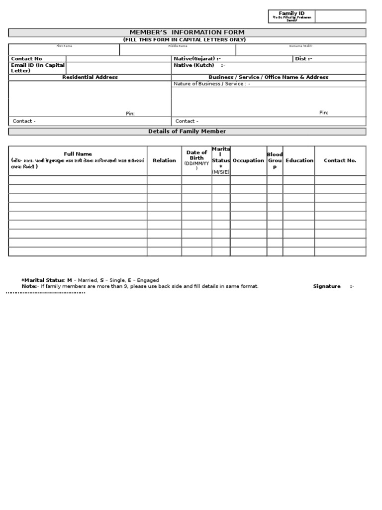 Member'S Information Form: Nature of Business / Service | PDF | Career ...