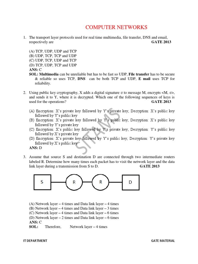Computer Network Gate Question | PDF | Teaching Methods & Materials ...