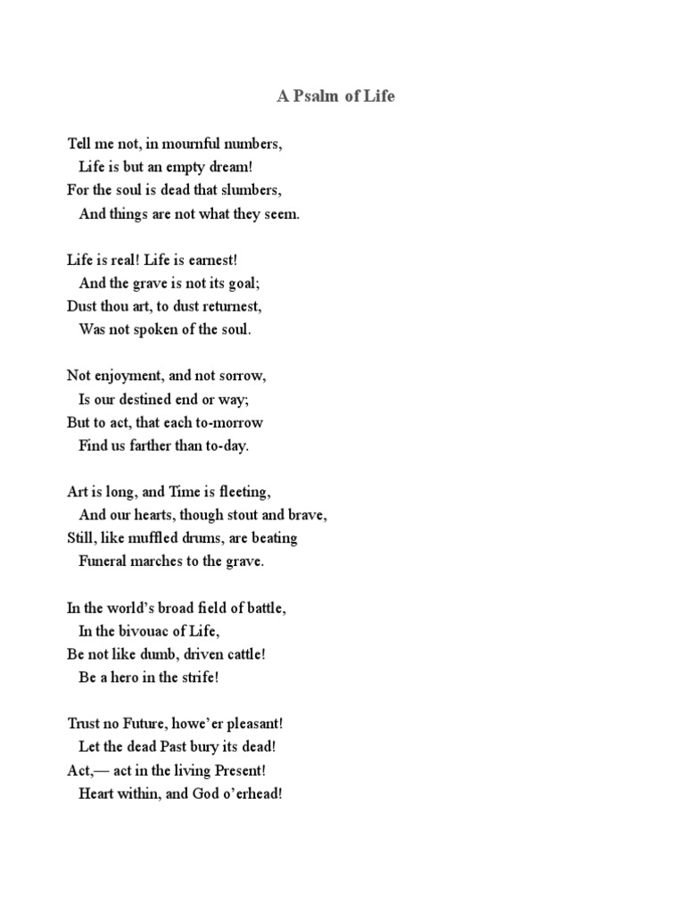 9174fa Psalm of Life Poem | PDF | Henry Wadsworth Longfellow | Poetry