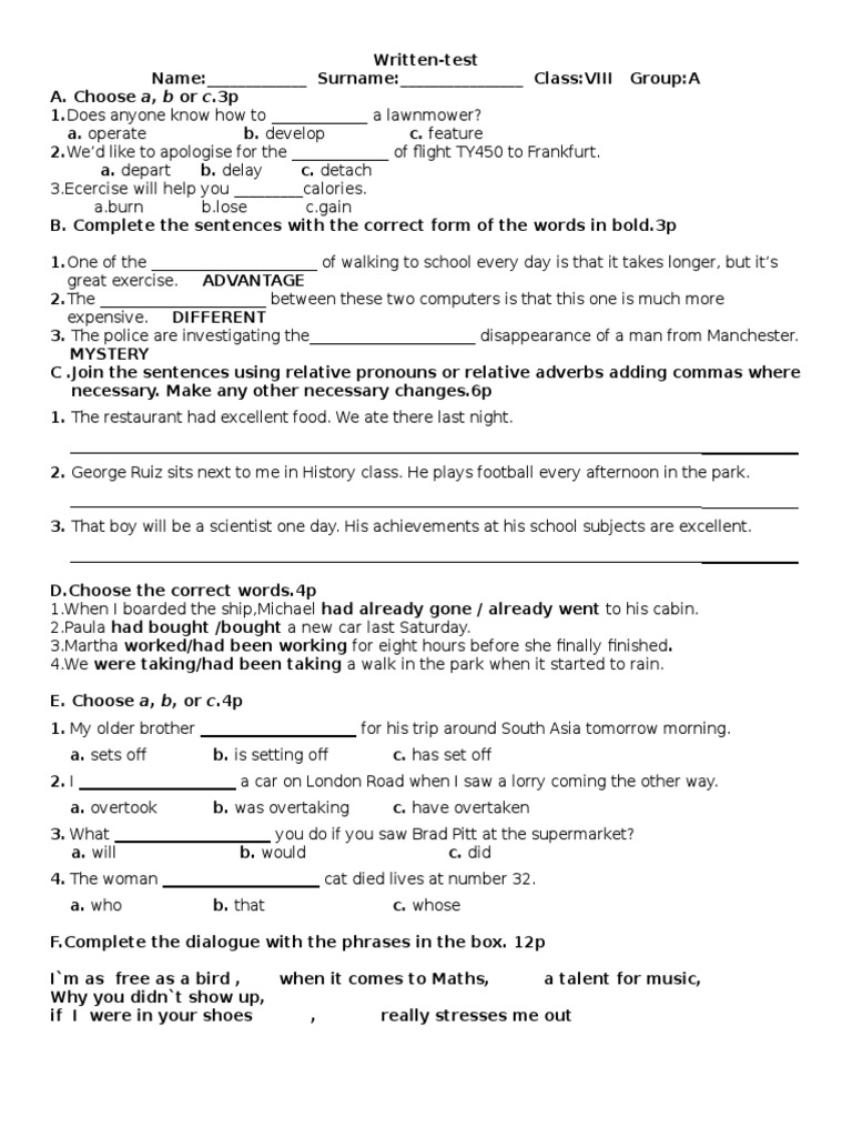 Unit 1 Test A Klasa 8 Informacje Unit 1 Test A Klasa 8 Popularne