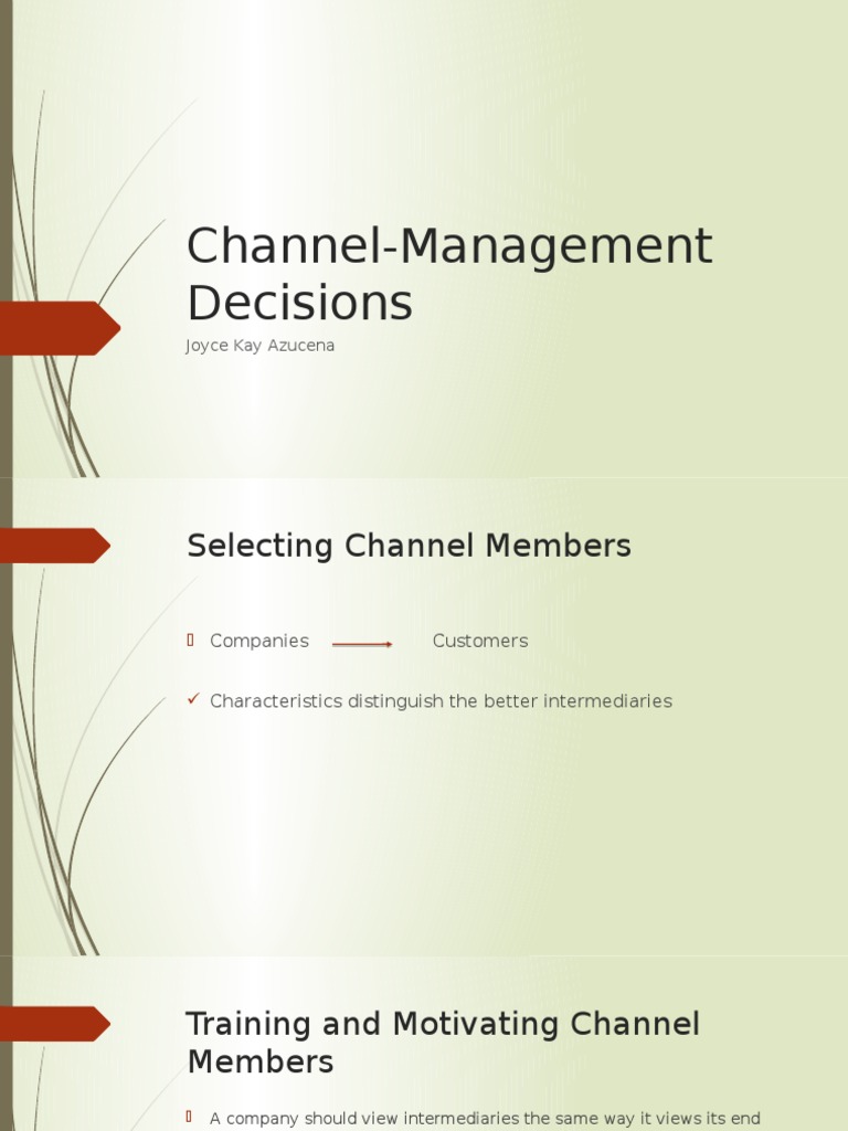 Channel Management Decisions