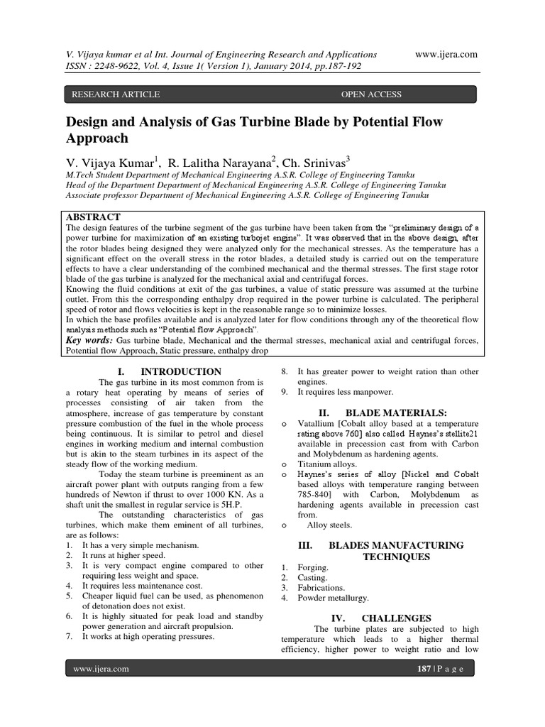 Gas Turbine Blade Design Analysis | PDF
