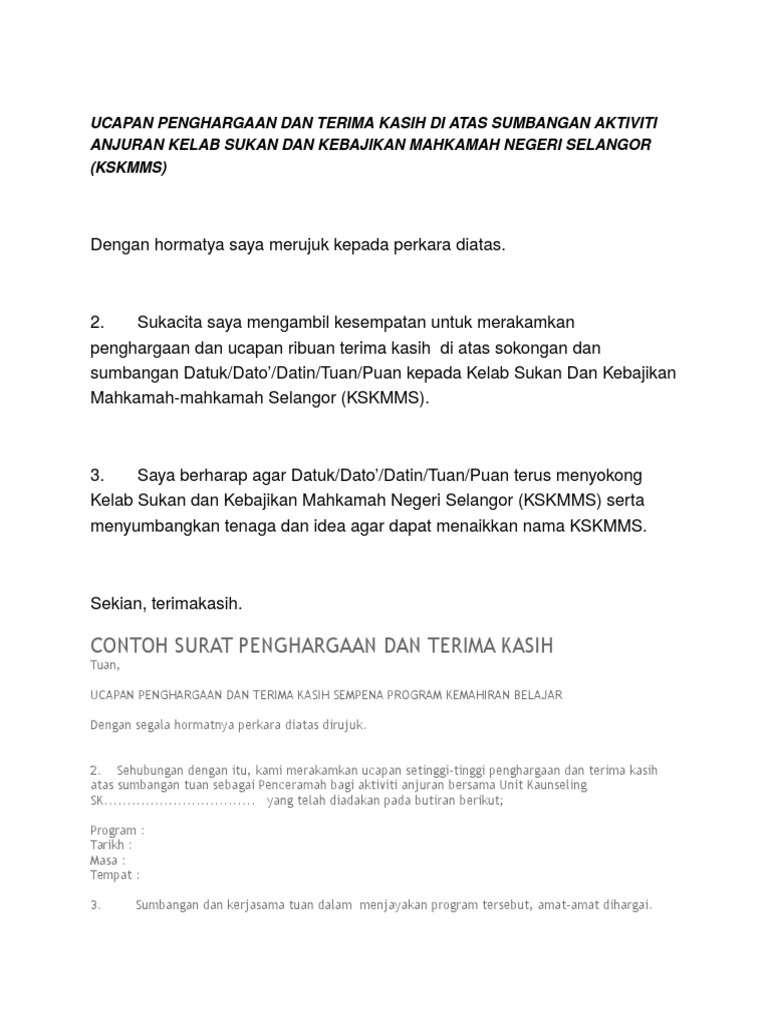 Ucapan Penghargaan Dan Terima Kasih Pdf