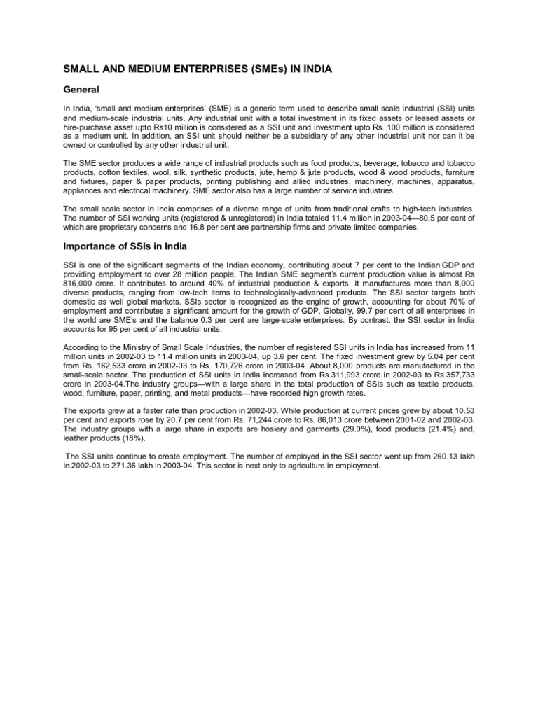 Small and Medium Enterprises | PDF | Small And Medium Sized Enterprises ...