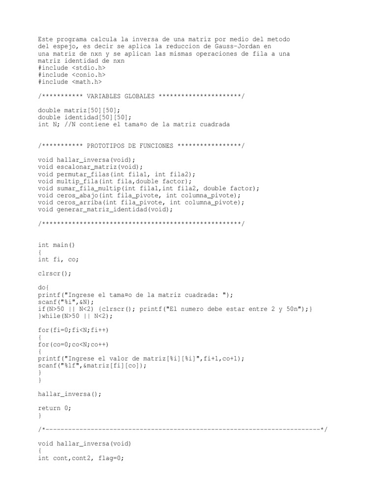 Inversa de matriz por Gauss-Jordan | PDF | Matemáticas Aplicadas ...