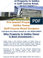 Pre-Leased Property-In - Vatika Towers - On - Golf Course Road Gurgaon - 9650129697