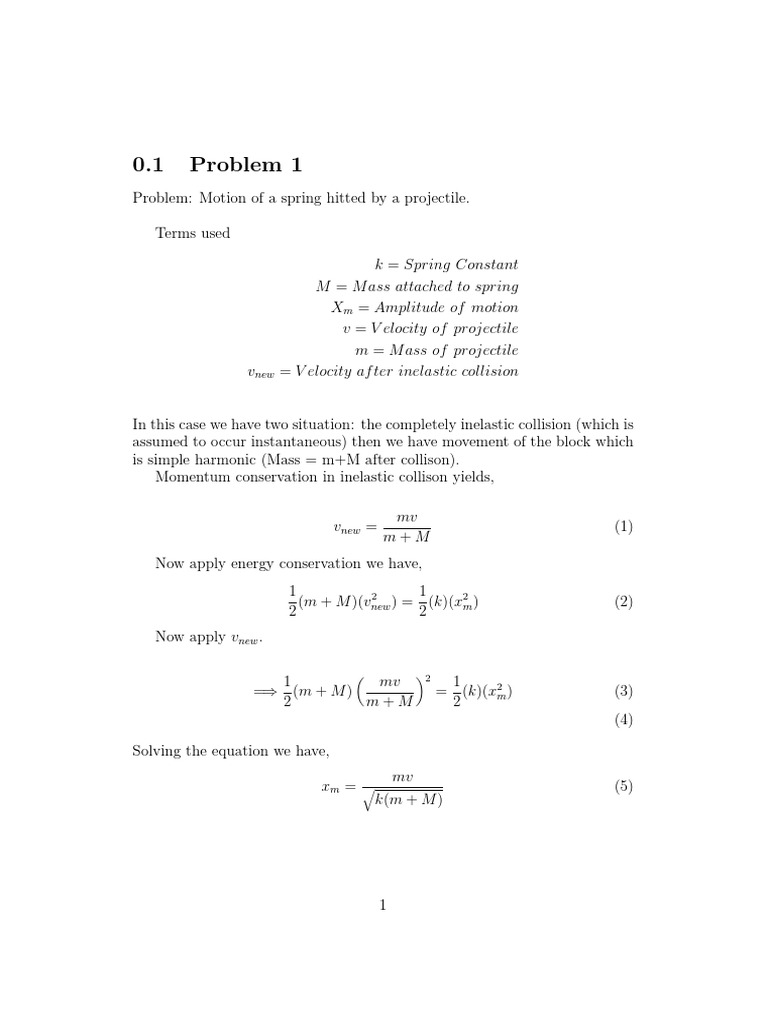 Spring Motion After Projectile Impact | PDF