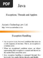 Exceptions, Threads and Applets: Accent e Technology Pvt. LTD