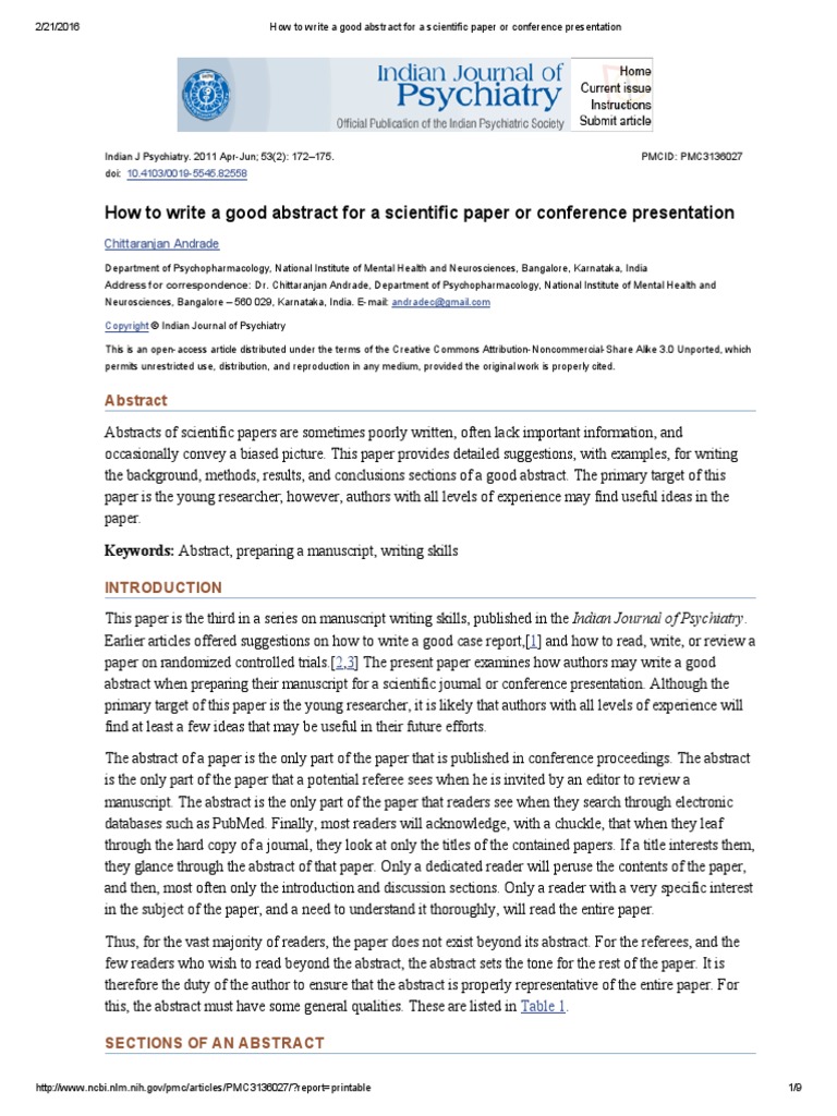 How To Write A Good Abstract For A Scientific Paper or Conference