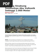 Gunung Sinabung Semburkan Abu Vulkanik Setinggi 2