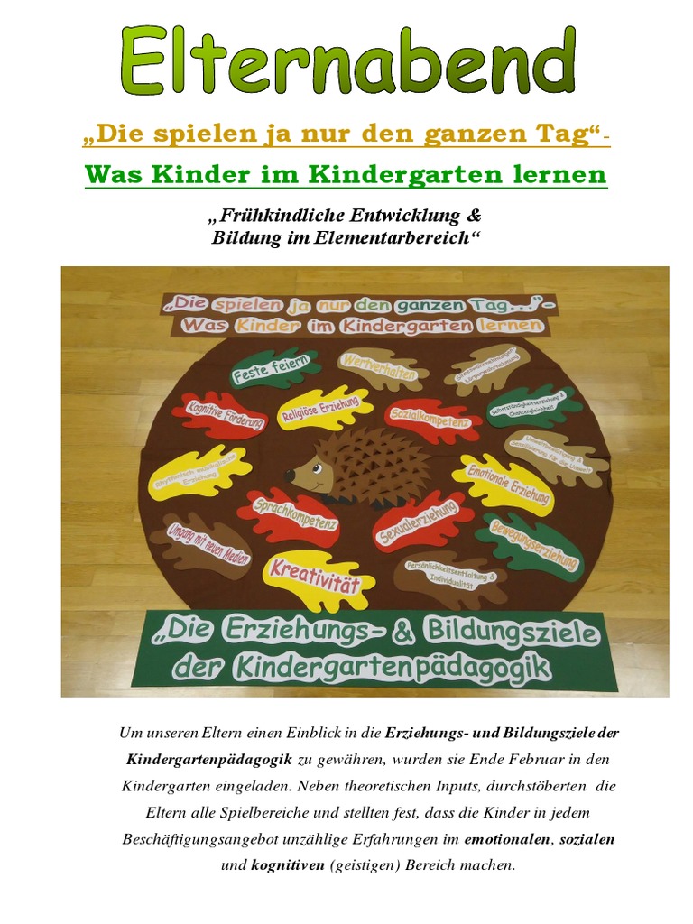 Elternabend - Was Kinder Im Kindergarten Lernen