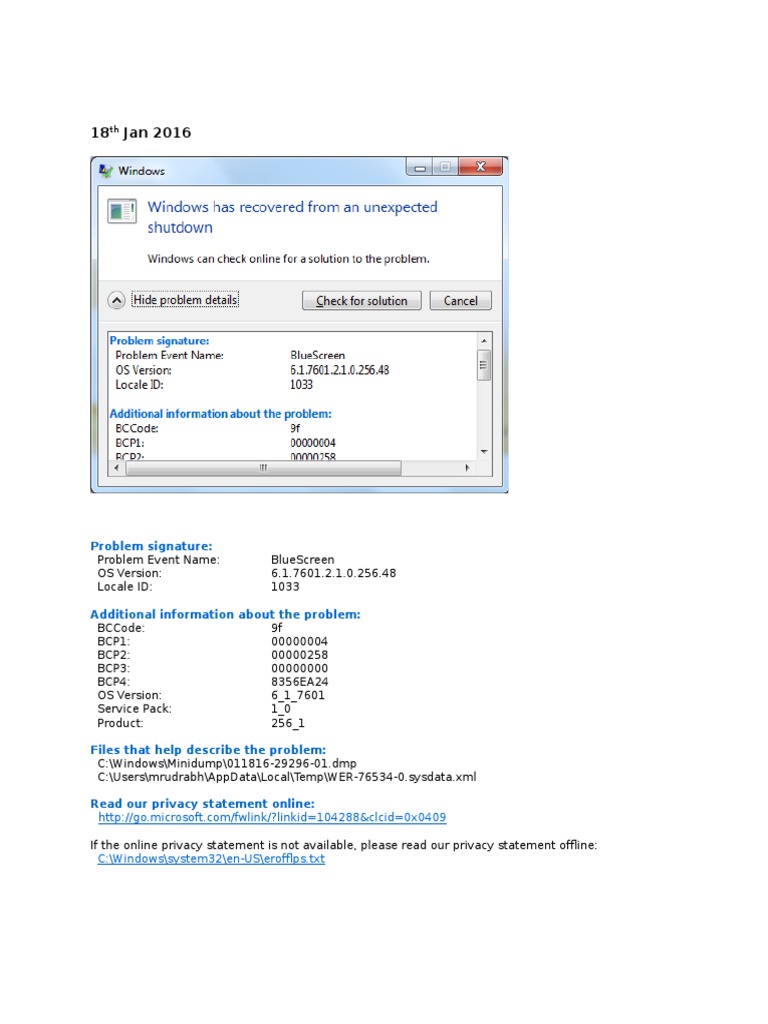 Windows Locale Code 1033 Error Report | PDF