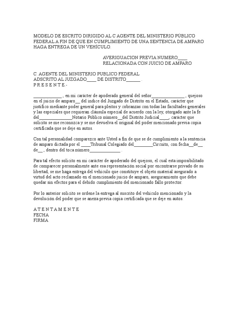 Modelo de Escrito Dirigido Al C Agente Del Ministerio Público | PDF