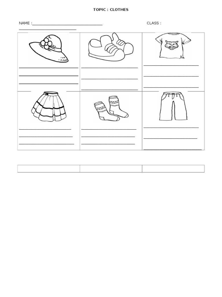 Clothes Topic Worksheet | PDF