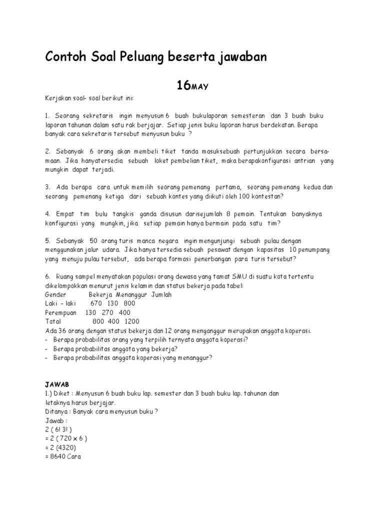 28 Contoh Soal Peluang Atau Kumpulan Contoh Soal