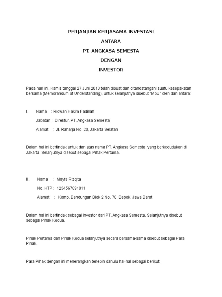 Contoh Memorandum