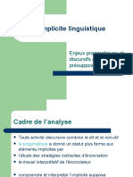 L'Implicite Linguistique - La Presupposition