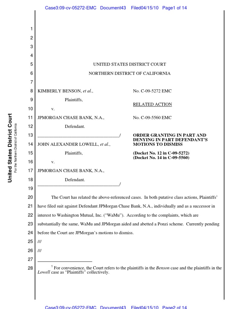 Lowell Case As "Plaintiffs" Collectively PDF Federal Rules Of Civil