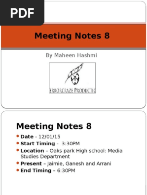 Meeting Notes 8