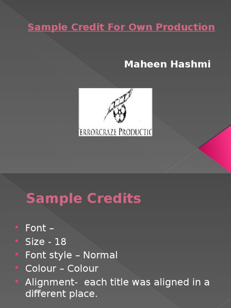 Write Out Sample Credit For Own Production | PDF