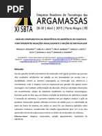 Análise Comparativa Da Resistência de Aderência Do Chapisco Com Diferentes Relações Água/ligante e Adição de Metacaulim
