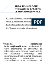 Utilizarea Tehnologiei Informaţionale În Afaceri: Sistemele Informaţionale