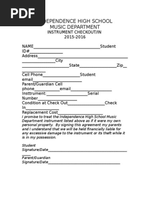 Music Equipment Borrowing Contract