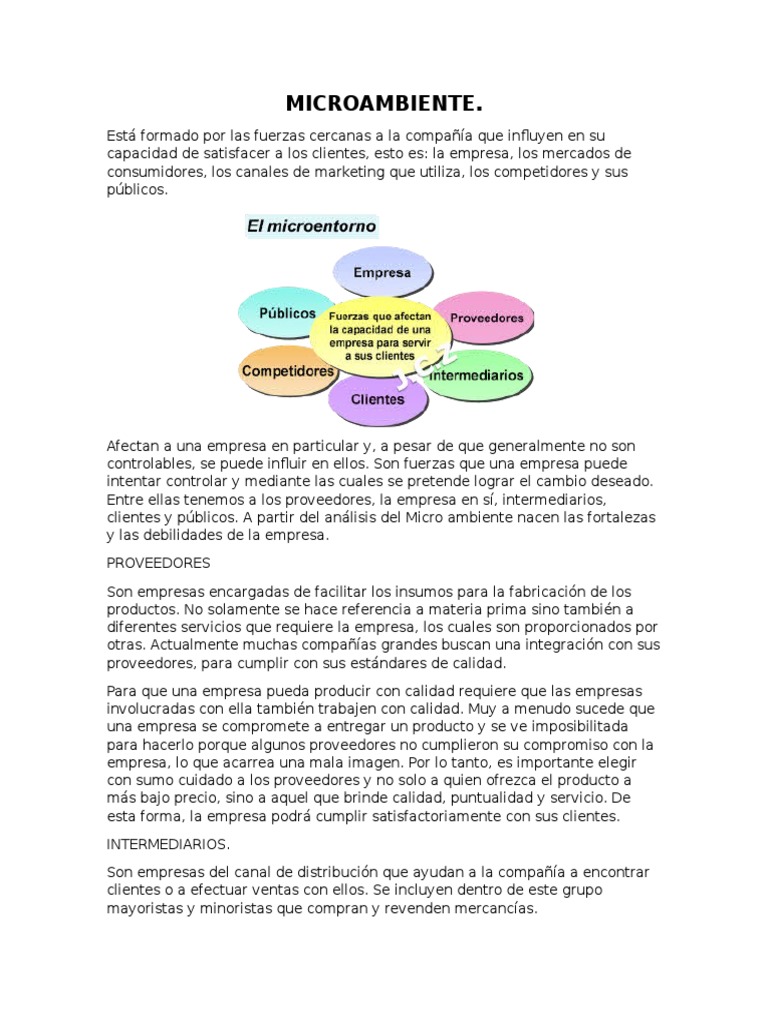 Microambiente en Mercadotecnia | PDF | Marketing | Mercado (economía)