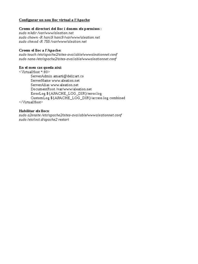 Enable Apache Virtual Host Setup | PDF