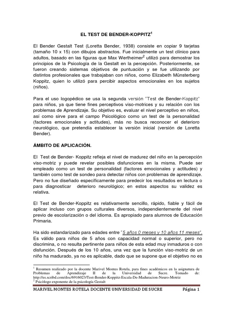 Manual Test de Bender Percepción Sicología y ciencia cognitiva