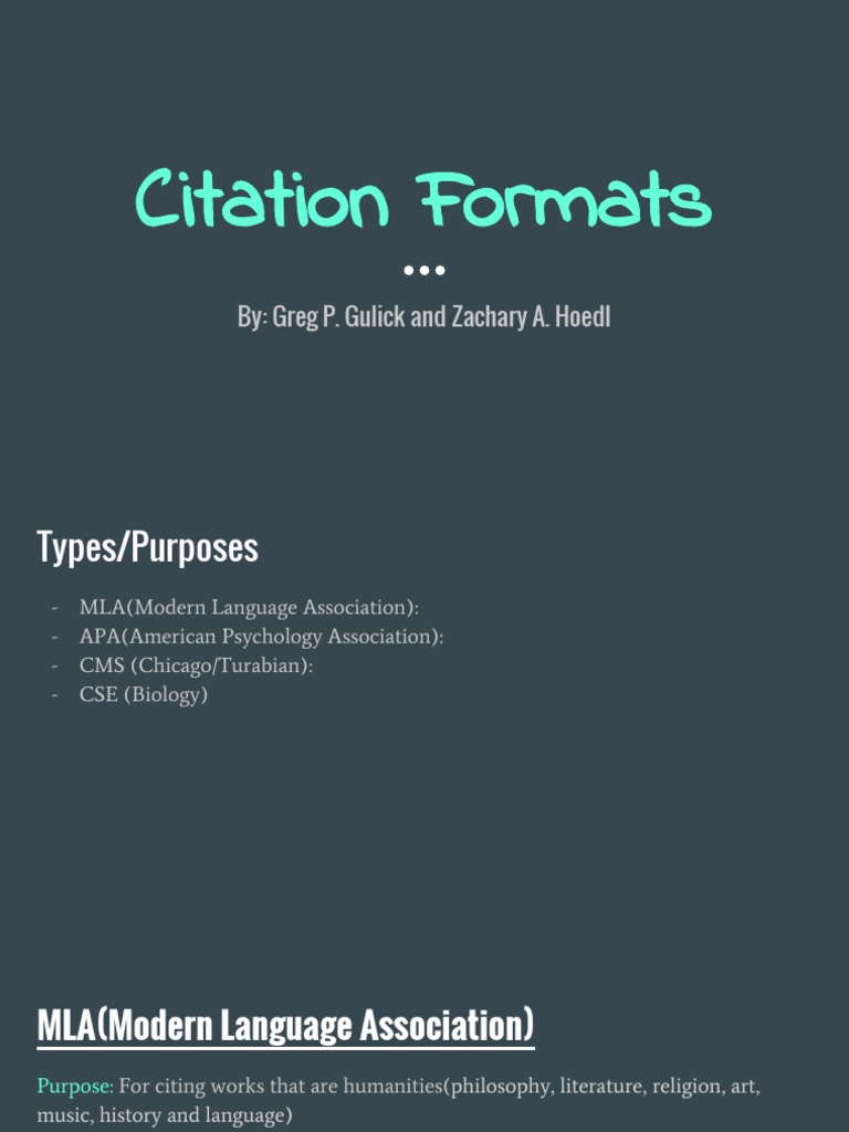 Citation Formats Overview: MLA, APA, CMS, CSE | PDF | Religion ...