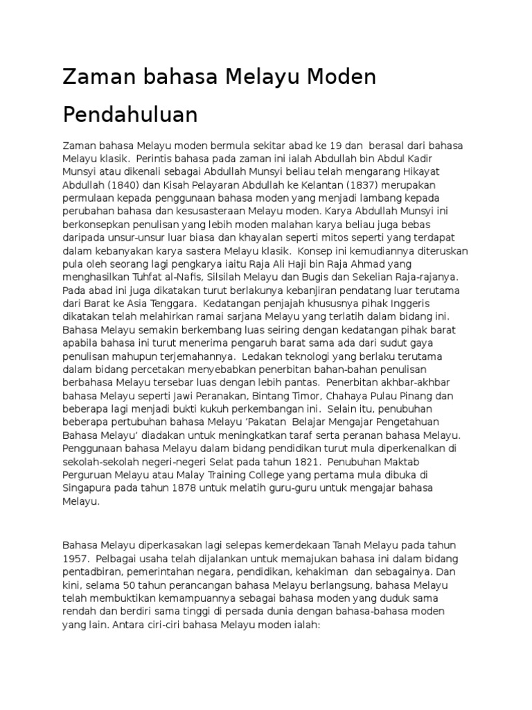 Zaman Bahasa Melayu Moden Pdf