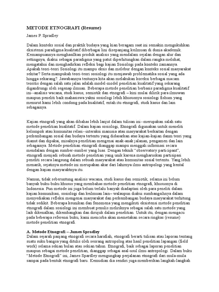 Metode Etnografi