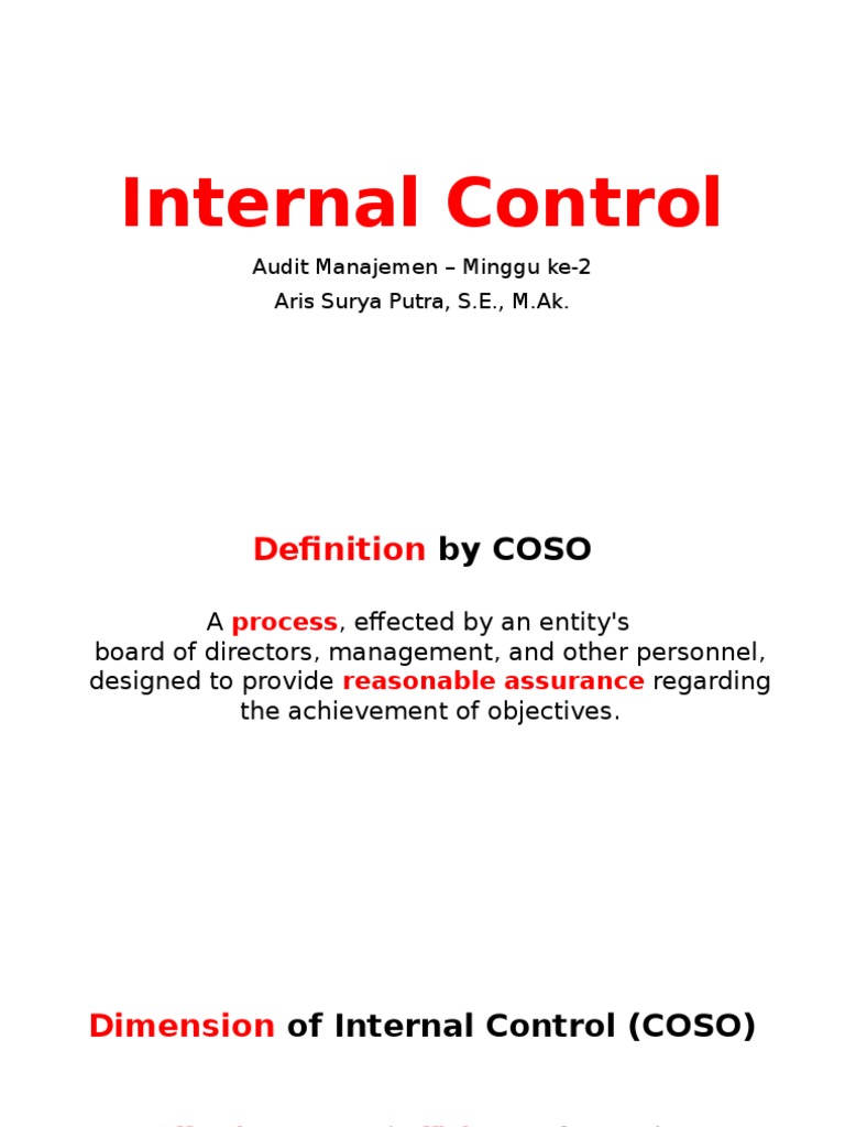 Internal Control Framework Overview | PDF