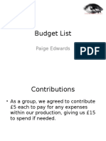 Budget List: Paige Edwards