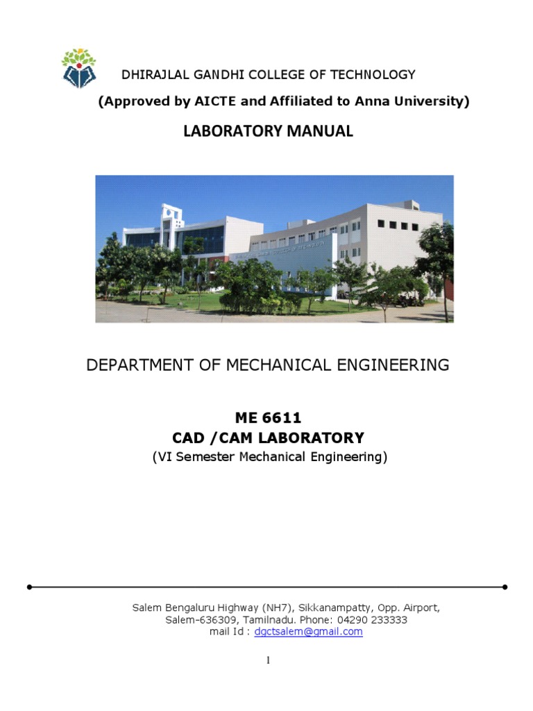 CAD/CAM Laboratory Manual for ME Students | PDF | Art | Technology ...