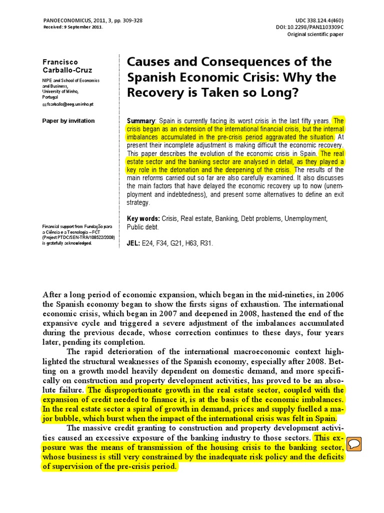 Spanish Economic Crisis Analysis | PDF | Unemployment | Social Science