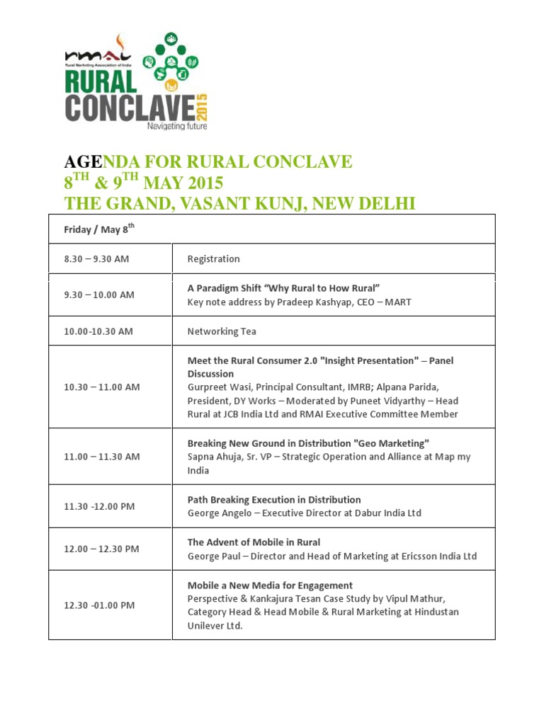 AGENDA For Rural Conclave | PDF | Business