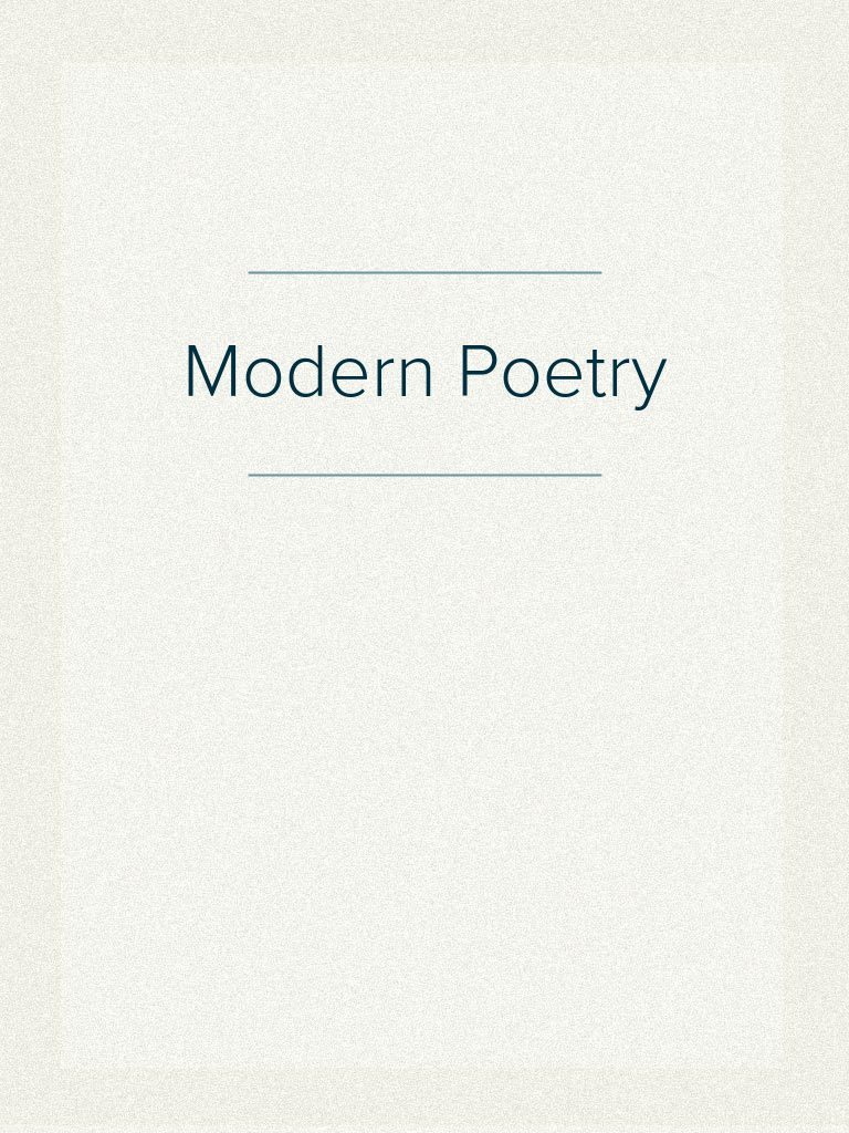 dissertation on modern poetry