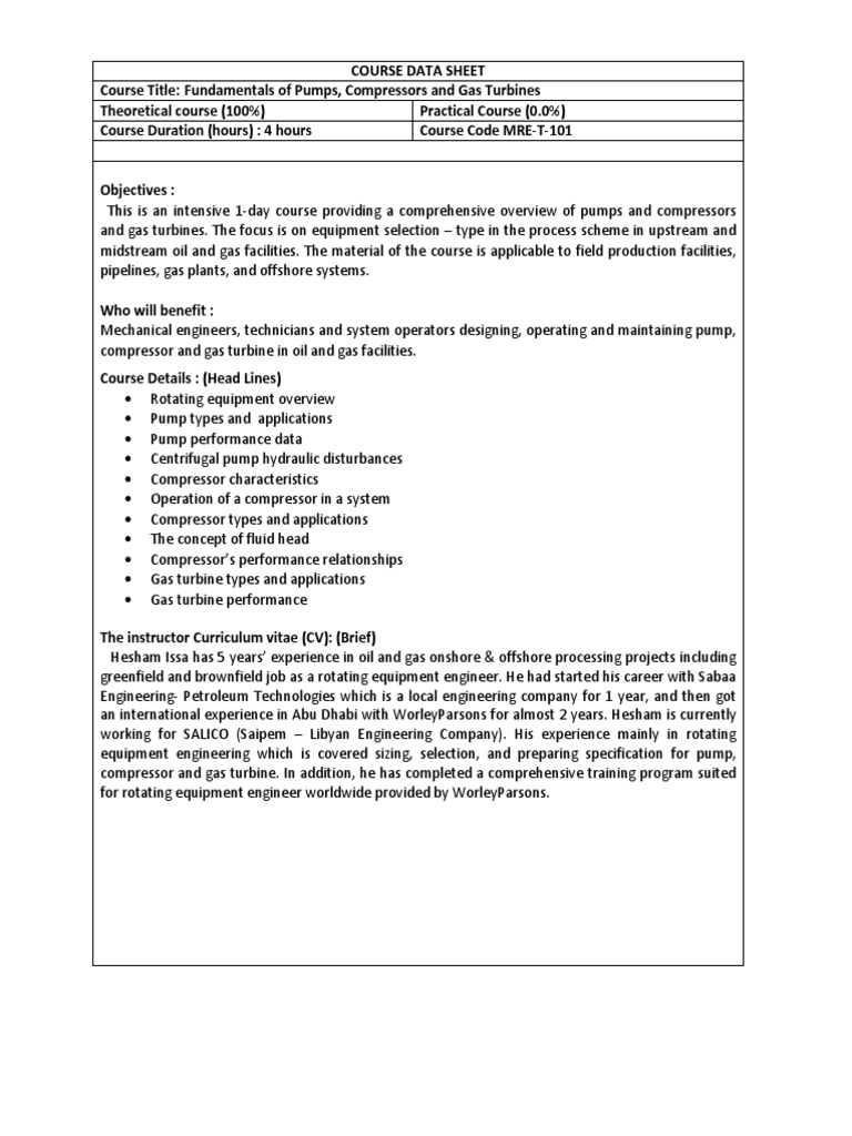 Fandamental of Pumps, Compressors and Gas Turbines + CV PDF