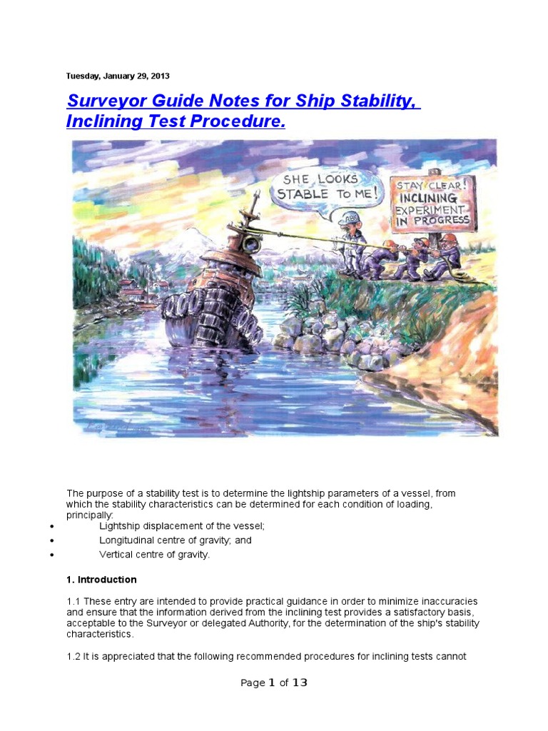 Ship Stability Inclining Test Guide | PDF | Weight | Ships