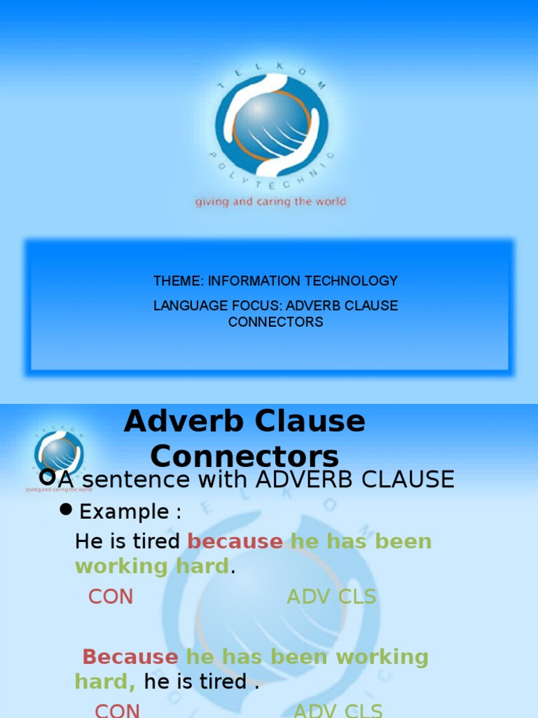 Chapter 6 Adverb Clause Connectors Adverb Grammar